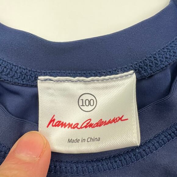 Hanna Andersson Navy Flowers Swim Rashguard - Picture 4 of 6